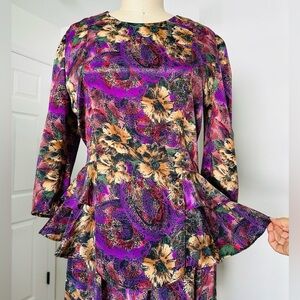 Vintage 80’s Floral Skirt Set - Purple and Pink